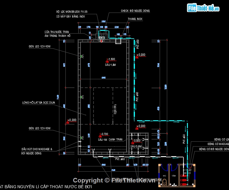 bể bơi gia đình,bể bơi 5x12,Hồ bơi,bể bơi mini gia đình,file cad bể bơi